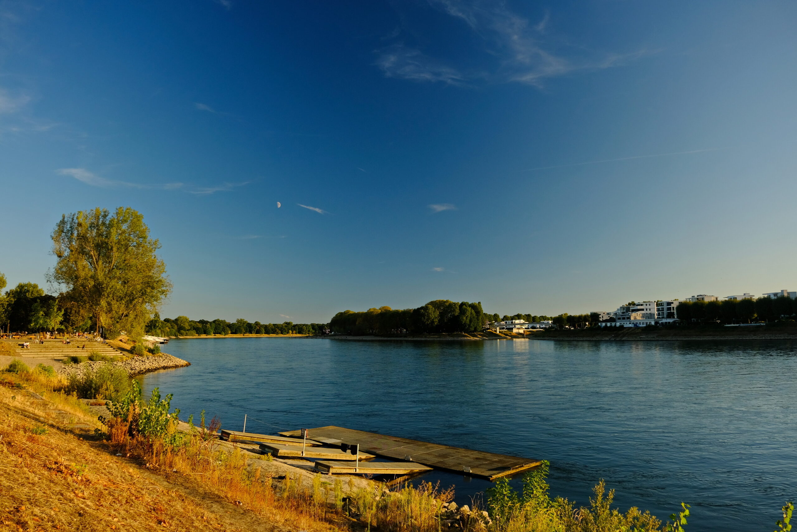 Abendspaziergang am Rhein in Mannheim Lindenhof